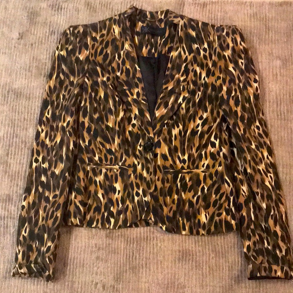Kardashian Kollection Puff Sleeves Leopard Blazer